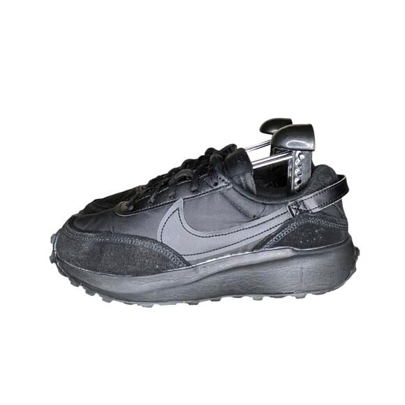 Nike Waffle Debut Mens Triple Black Lace Up Athletic Shoes Size 7.5 - Picture 1 of 6